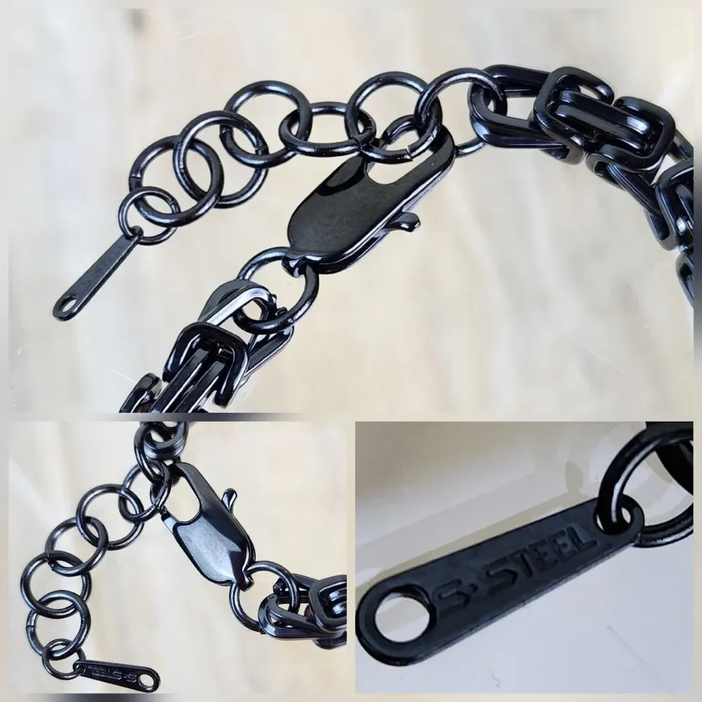 🩵⏭️NIB Black Surgical Stainless Steel Cuban Chain Link 8
